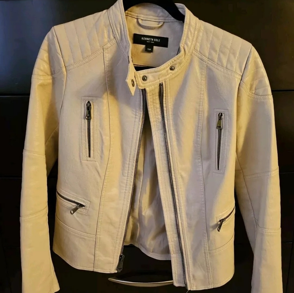 Faux Leather Kenneth Cole Women's Classic Short Moto  Jacket